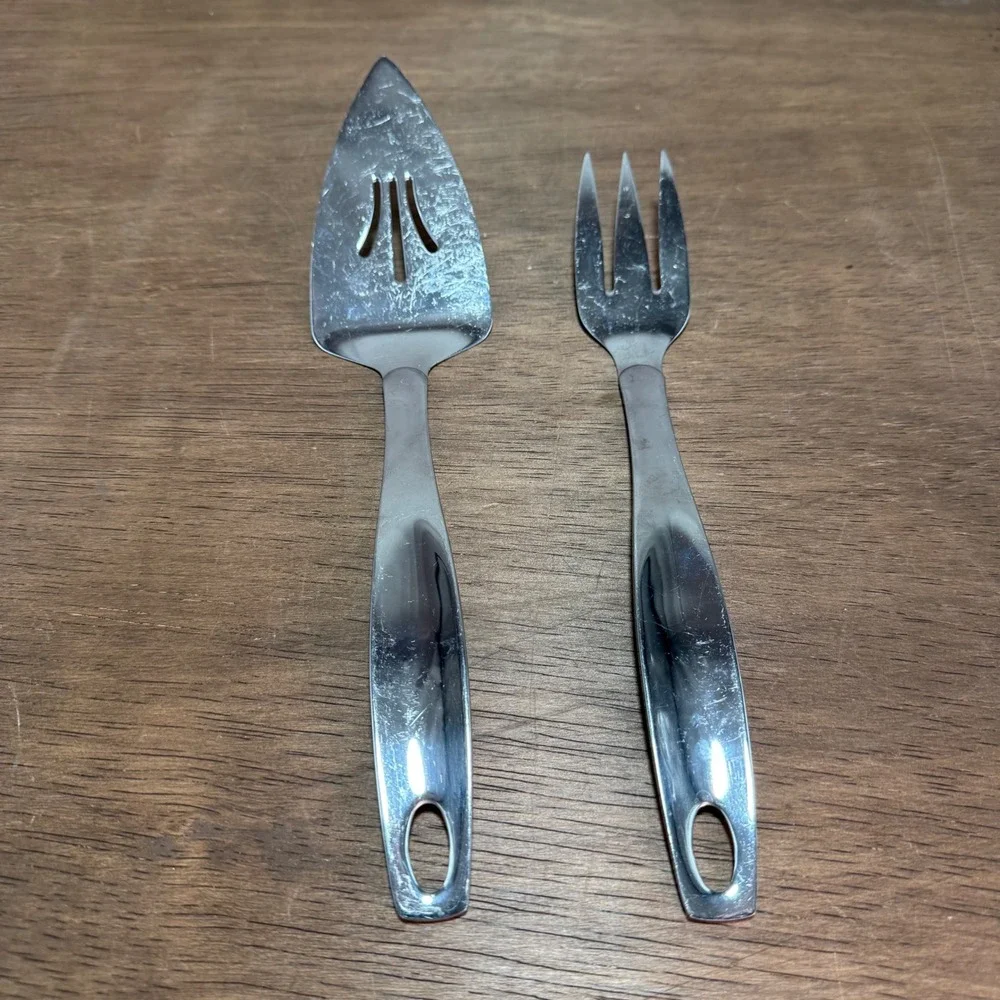 Oneida 18/8 Stainless Steel 2pc Serving Set Pie Server Meat Fork Pattern Neutral